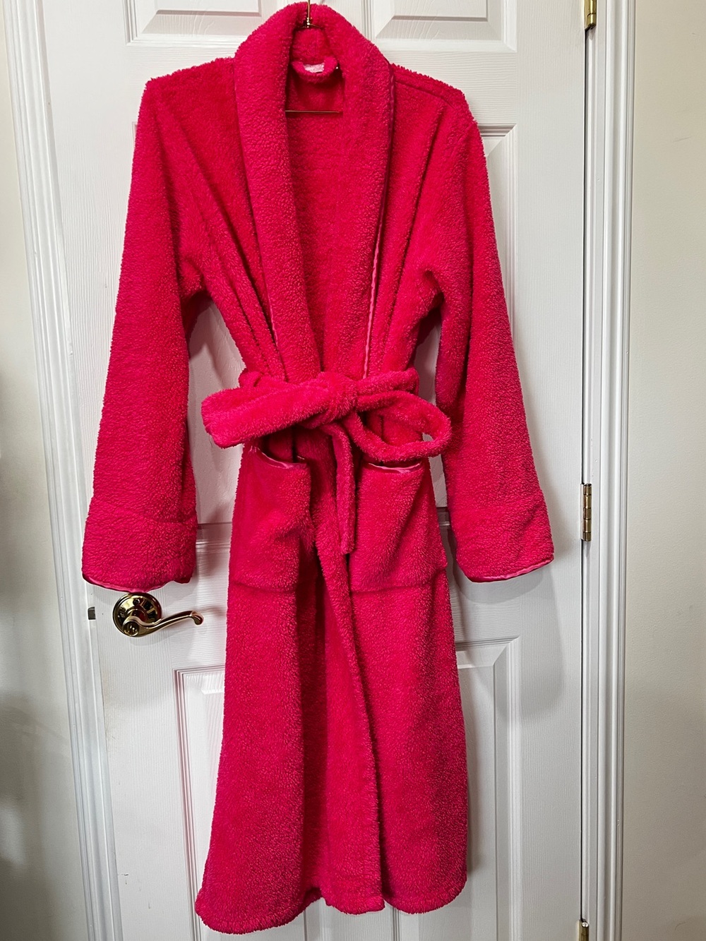 Bath & Body Works Pink Plush Robe With Pockets & Belt Size S/M Wrap Sherpa